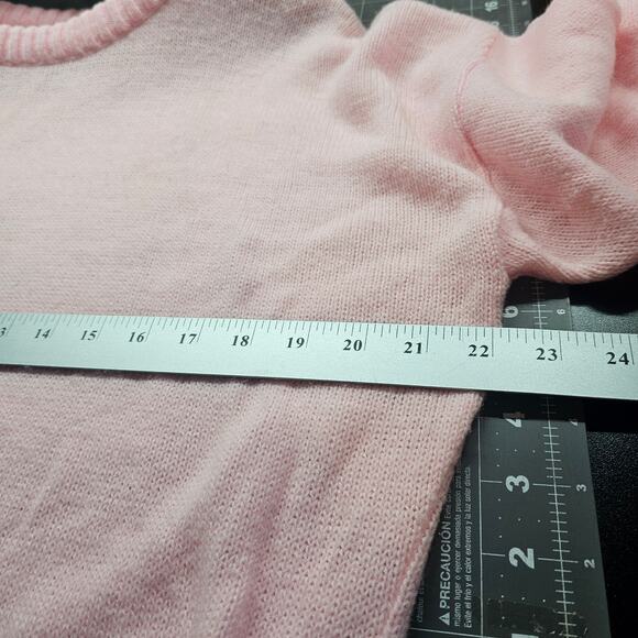 Vintage Pink Sweater Womens Medium 90s Ribbed Cottage Pullover Preppy Relaxed - Picture 8 of 9